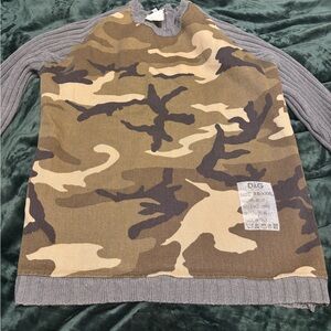 D&G Unisex Camouflage Crewneck Sweater - Brown and Gray